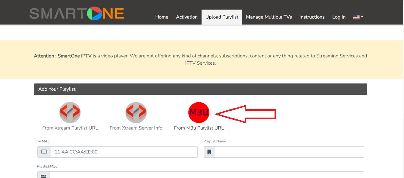 page configuration m3u